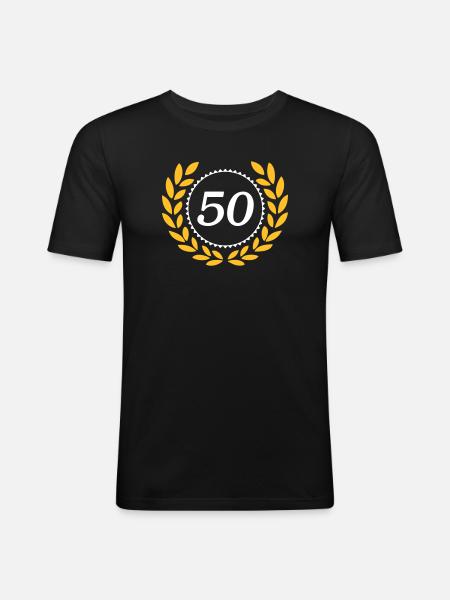 50th Birthday,Anniversary,50 Years,Laurel Wreath (25) - Men's Slim Fit T-Shirt - black