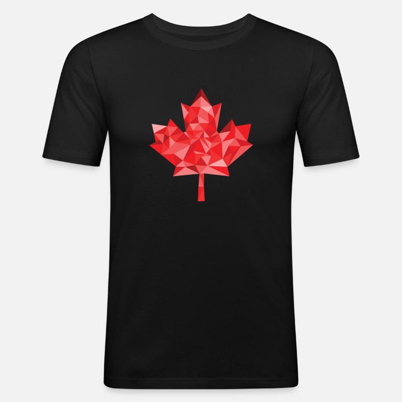Kanada Polygon Ahorn Blatt - Männer Slim Fit T-Shirt - Schwarz