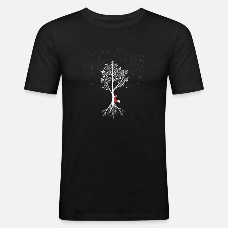 Willow with fox and roots - Men's Slim Fit T-Shirt - black