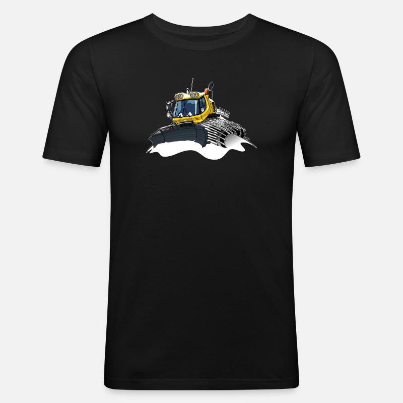 gelber Schneeschaufelschnee - Männer Slim Fit T-Shirt - Schwarz