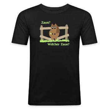 Unschuldiges Pony - Männer Slim Fit T-Shirt - Schwarz - Vorne - Nik (191cm)