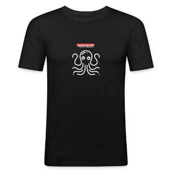 Design Octopus Papa Poulpe Original - T-shirt près du corps Homme - noir - Devant - Nik (191cm)