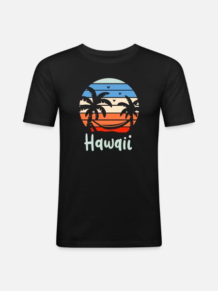 Hawaï Rétro - T-shirt près du corps Homme - noir