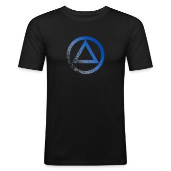 Logo symbole alcoolique anonyme AA NA anti alcool - T-shirt près du corps Homme - noir - Devant - Nik (191cm)