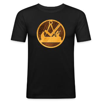 Charpentier cool et armoiries de la guilde des charpentiers en bois - T-shirt près du corps Homme - noir - Devant - Nik (191cm)