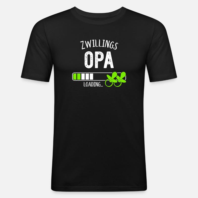 Zwillingsopa Loading Opa Großvater Zwillinge - Männer Slim Fit T-Shirt - Schwarz