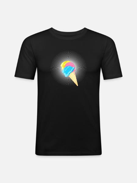 Eis Eistüte Eiskrem Softeis Waffel Strahlen - Männer Slim Fit T-Shirt - Schwarz