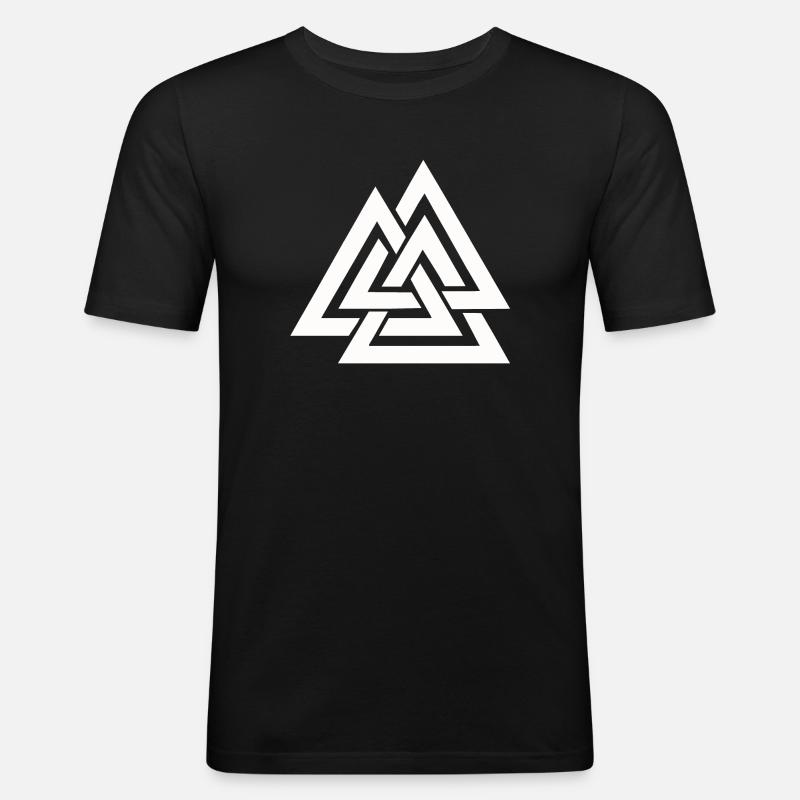 Valknut Wikinger - Männer Slim Fit T-Shirt - Schwarz