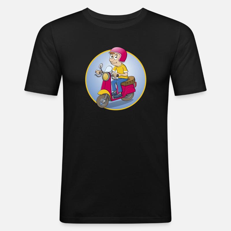 Der Rollerfahrer - Version1 - Männer Slim Fit T-Shirt - Schwarz