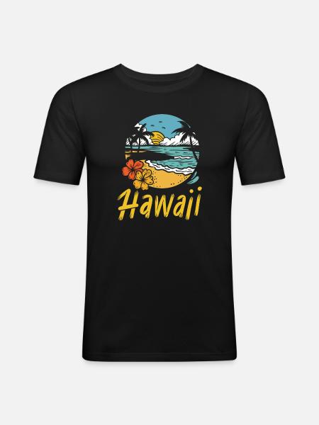 Hawaii Surfing Summer - Men's Slim Fit T-Shirt - black