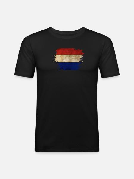 Grunge Holländisches Flaggendesign - Männer Slim Fit T-Shirt - Schwarz