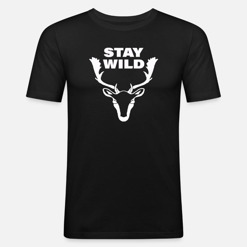 STAY WILD - Männer Slim Fit T-Shirt - Schwarz