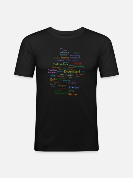 Deutschland Karte - Männer Slim Fit T-Shirt - Schwarz