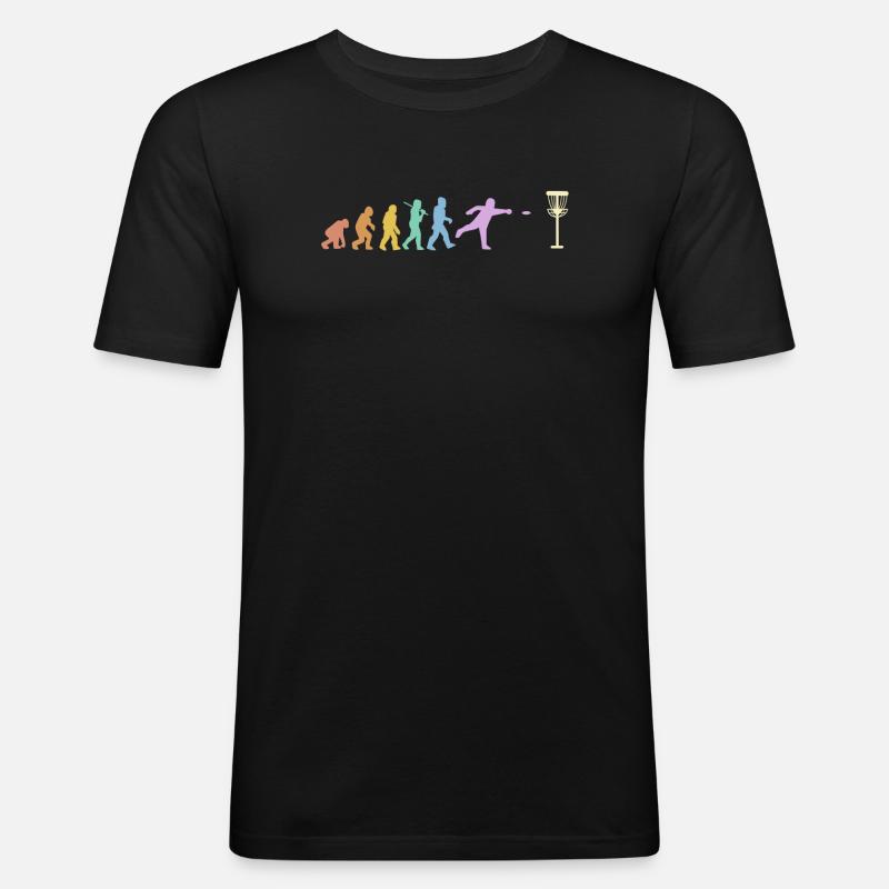 Discgolf Evolution Disc Golf Discgolfer - Männer Slim Fit T-Shirt - Schwarz