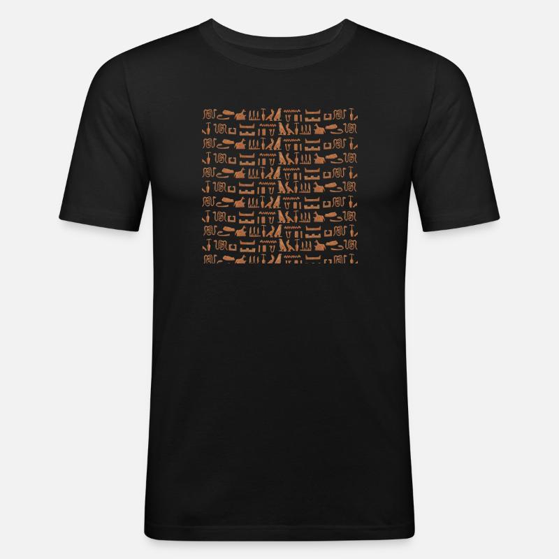 Ancient Egypt, hieroglyphic pattern, gift idea - Men's Slim Fit T-Shirt - black