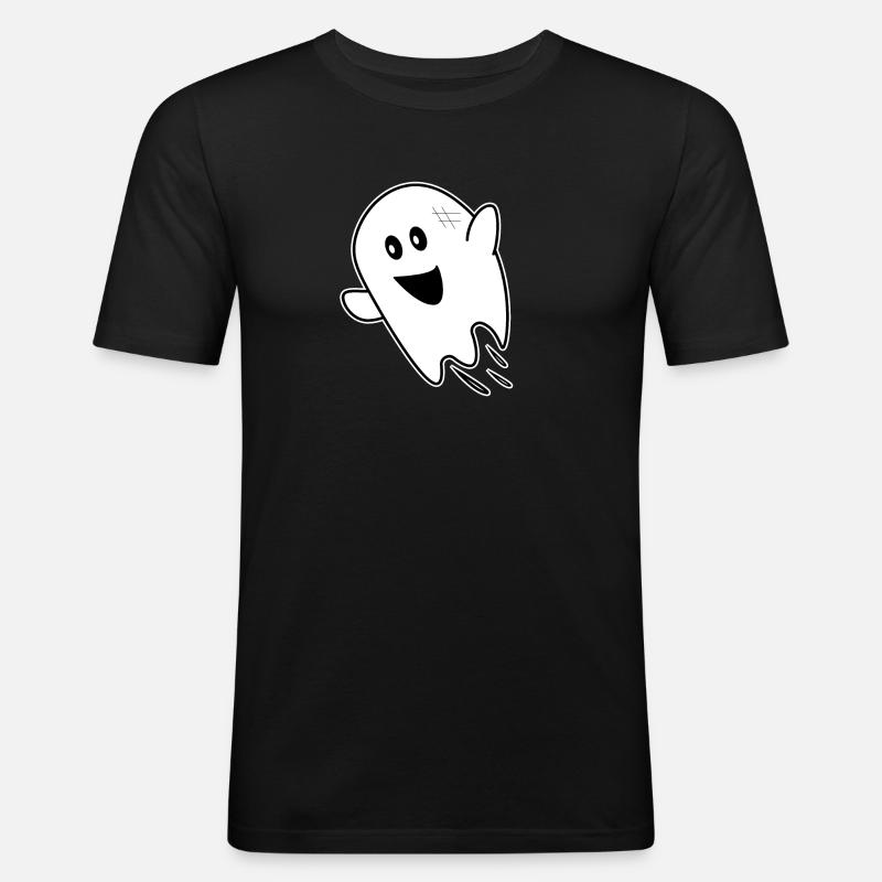 Geist Ghost Halloween - Männer Slim Fit T-Shirt - Schwarz