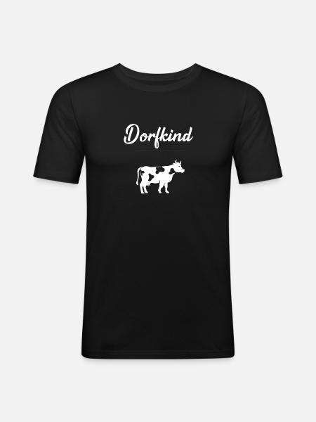 dorfkind Kühe - Männer Slim Fit T-Shirt - Schwarz