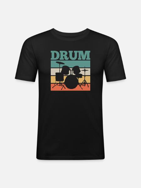 Drummer Drums Retro - Men's Slim Fit T-Shirt - black