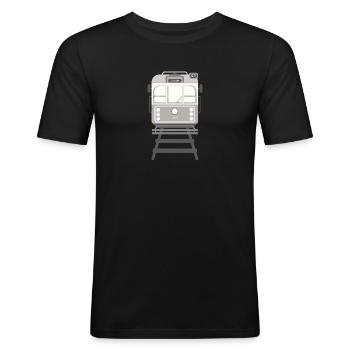 Tram, tram - Men's Slim Fit T-Shirt - black - Front - Nik (191cm)