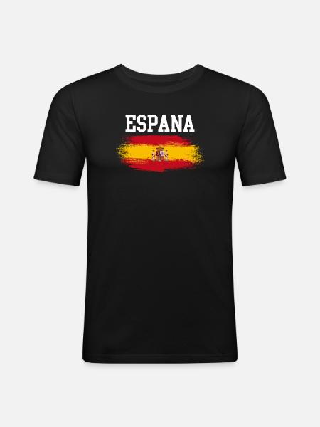 Espana Flag Brush - Men's Slim Fit T-Shirt - black