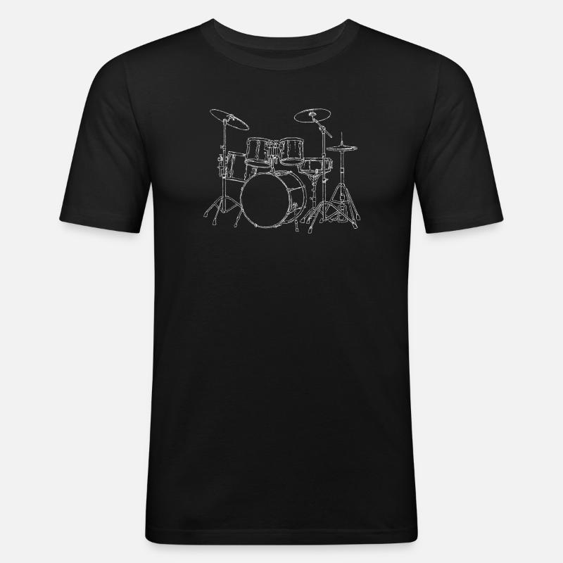 Drumset - Sticks Schlagzeuger Schlagzeug Drummer - Männer Slim Fit T-Shirt - Schwarz