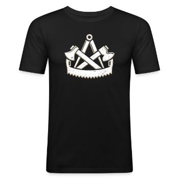 Cooles Zimmermann Zunftsymbol 3D Grunge Look - Männer Slim Fit T-Shirt - Schwarz - Vorne - Nik (191cm)