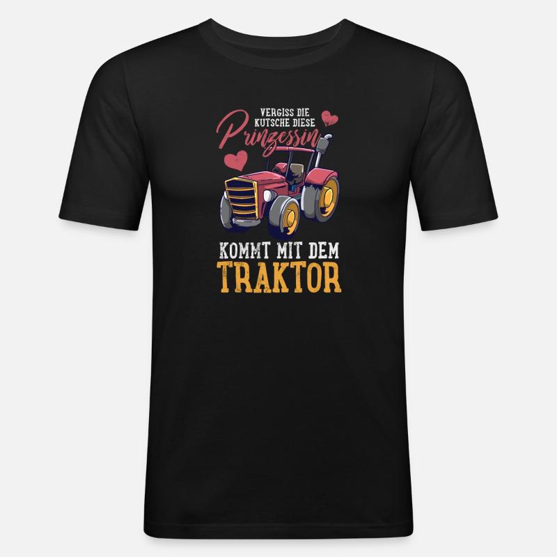 Traktor Trecker - Männer Slim Fit T-Shirt - Schwarz