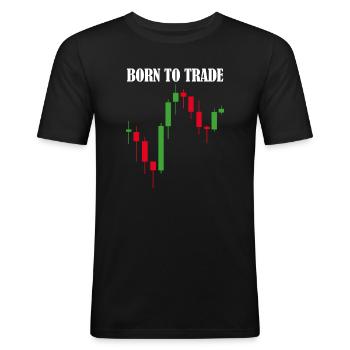 Born to Trade Trading Aktien Börse - Männer Slim Fit T-Shirt - Schwarz - Vorne - Nik (191cm)
