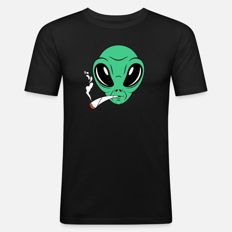 Raucher Alien - Männer Slim Fit T-Shirt - Schwarz