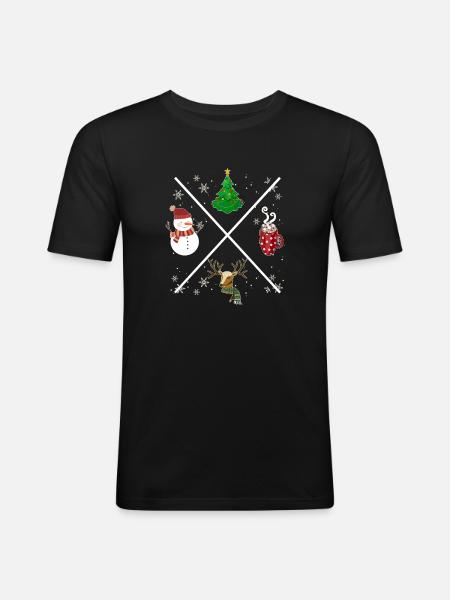 Weihnachts X - Männer Slim Fit T-Shirt - Schwarz