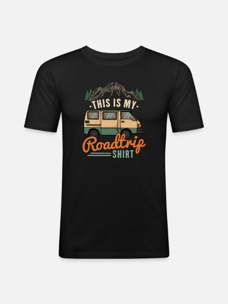 Motorhome Camping Road Trip - Men's Slim Fit T-Shirt - black