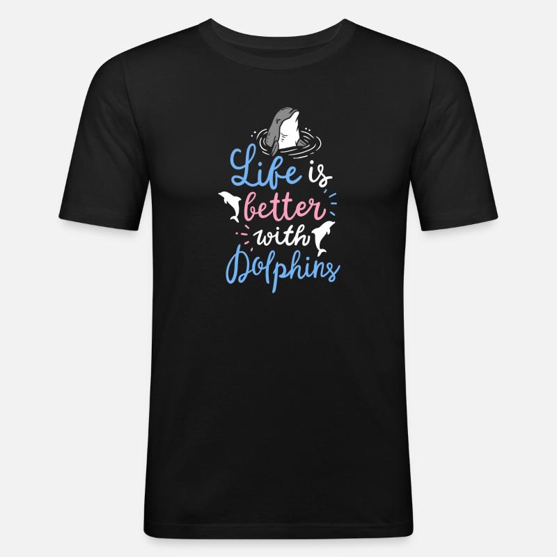 Delfin - Männer Slim Fit T-Shirt - Schwarz