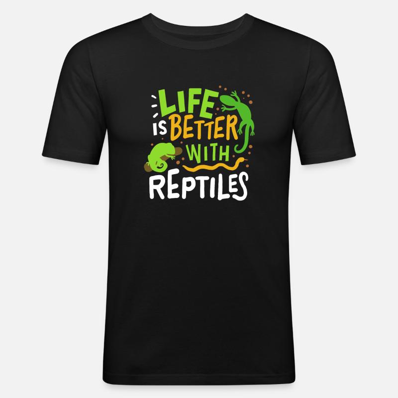 Reptilien Eidechse - Männer Slim Fit T-Shirt - Schwarz