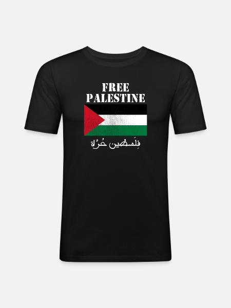 Drapeau de Palestine libre - T-shirt près du corps Homme - noir