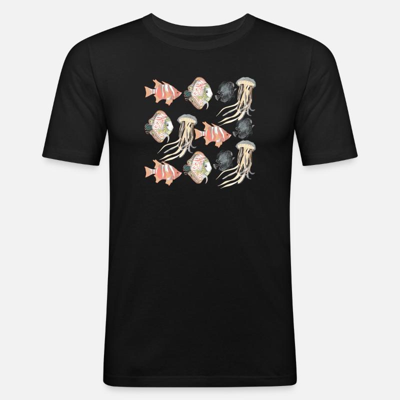 SEALIFE PATTERN - Men's Slim Fit T-Shirt - black