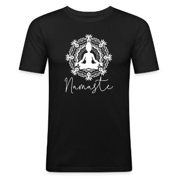 Namasté - T-shirt près du corps Homme - noir - Devant - Nik (191cm)