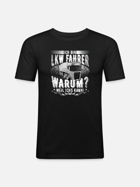 Lkw Fahrer - Männer Slim Fit T-Shirt - Schwarz