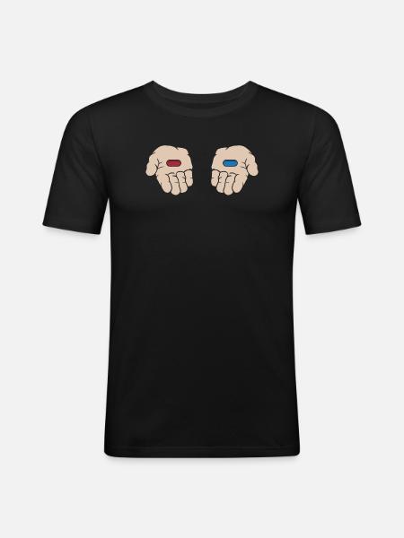 Red Pill Blue Pill - Men's Slim Fit T-Shirt - black