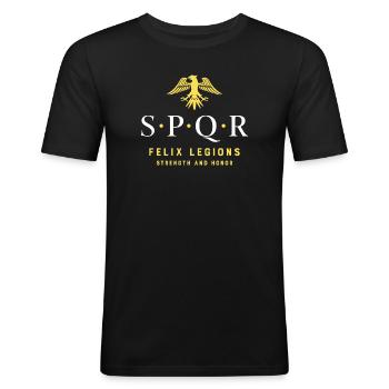 SPQR Légion romaine - T-shirt près du corps Homme - noir - Devant - Nik (191cm)