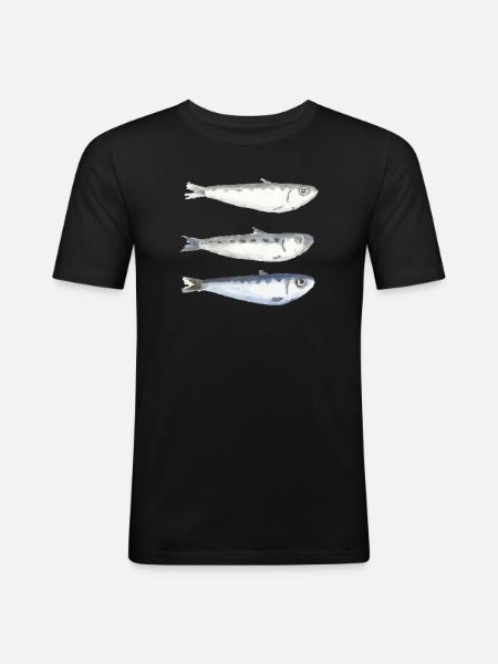 Sardine - Männer Slim Fit T-Shirt - Schwarz