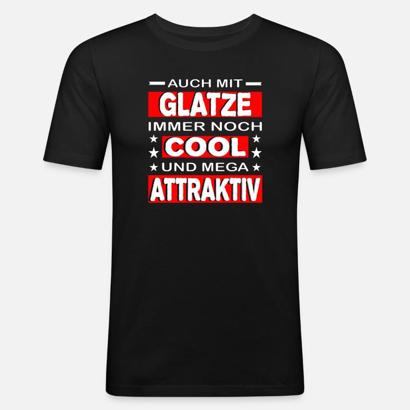 Glatze - Männer Slim Fit T-Shirt - Schwarz