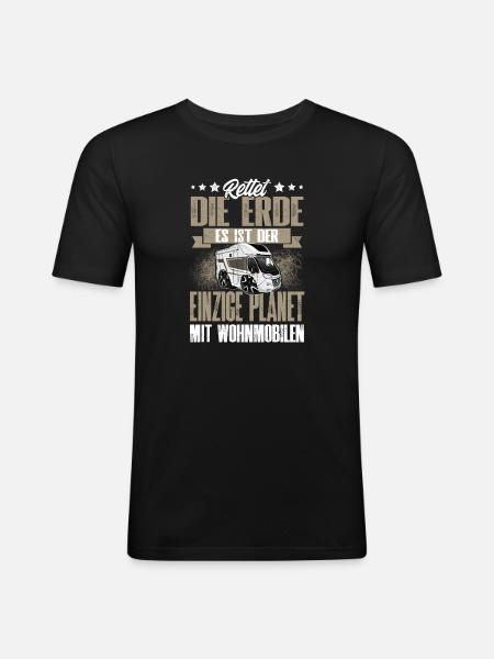 Campen Camping Wohnmobil Lustig - Männer Slim Fit T-Shirt - Schwarz