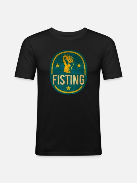 fisting logotyp t-shirt design XXX sex porr presentidé - Slim Fit T-shirt herr - svart