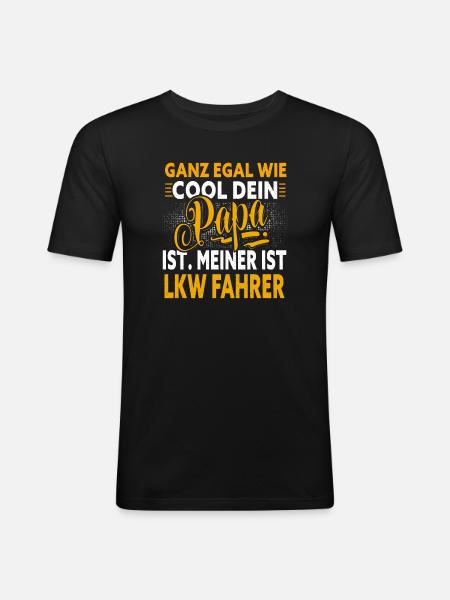 Papa Lkw Fahrer - Männer Slim Fit T-Shirt - Schwarz