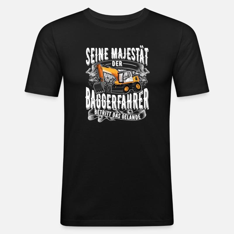 Baggerfahrer - Männer Slim Fit T-Shirt - Schwarz