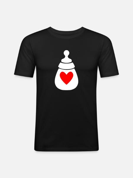 Milk bottle with heart - Men's Slim Fit T-Shirt - black