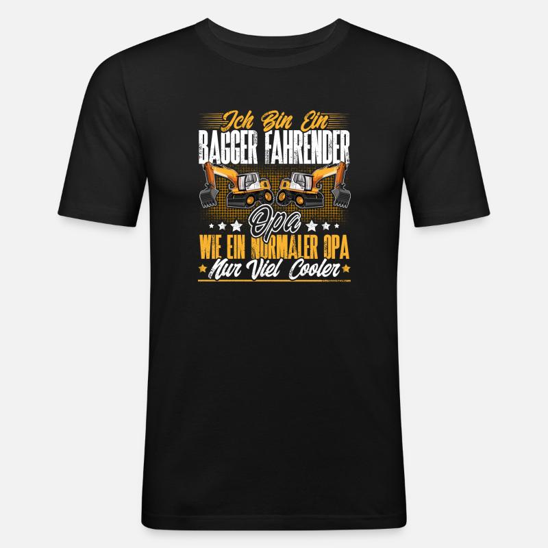 Baggerfahrer Opa - Männer Slim Fit T-Shirt - Schwarz