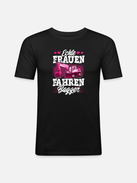 Baggerfahrerin - Männer Slim Fit T-Shirt - Schwarz
