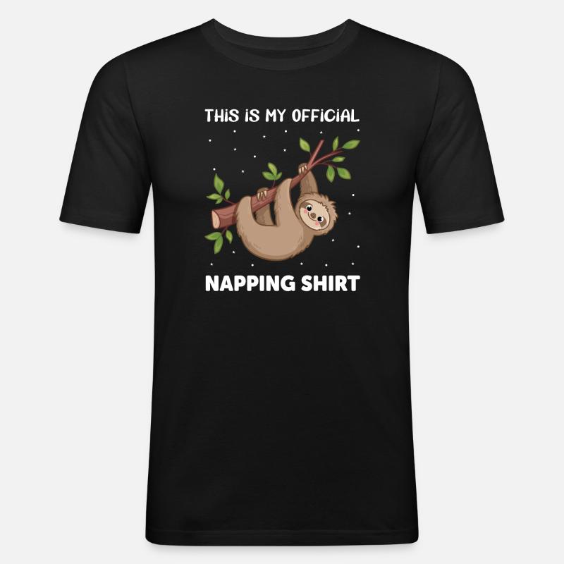 Faultier Schlafanzug - Männer Slim Fit T-Shirt - Schwarz