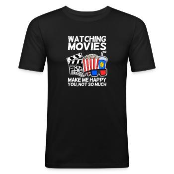 Film Kino Spruch Fernsehen Geschenk Popcorn - Männer Slim Fit T-Shirt - Schwarz - Vorne - Nik (191cm)
